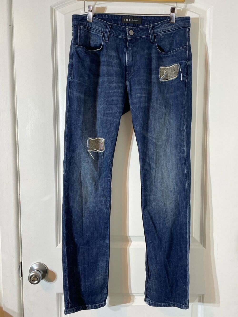 Brockenbow Jeans Size 27 Boyfriend Beaded Distressed Patched Grunge Festival